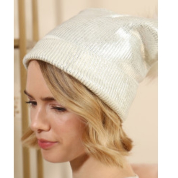 ELIZA Metallic Hat Beanie - SILVER - Picture 7 of 9